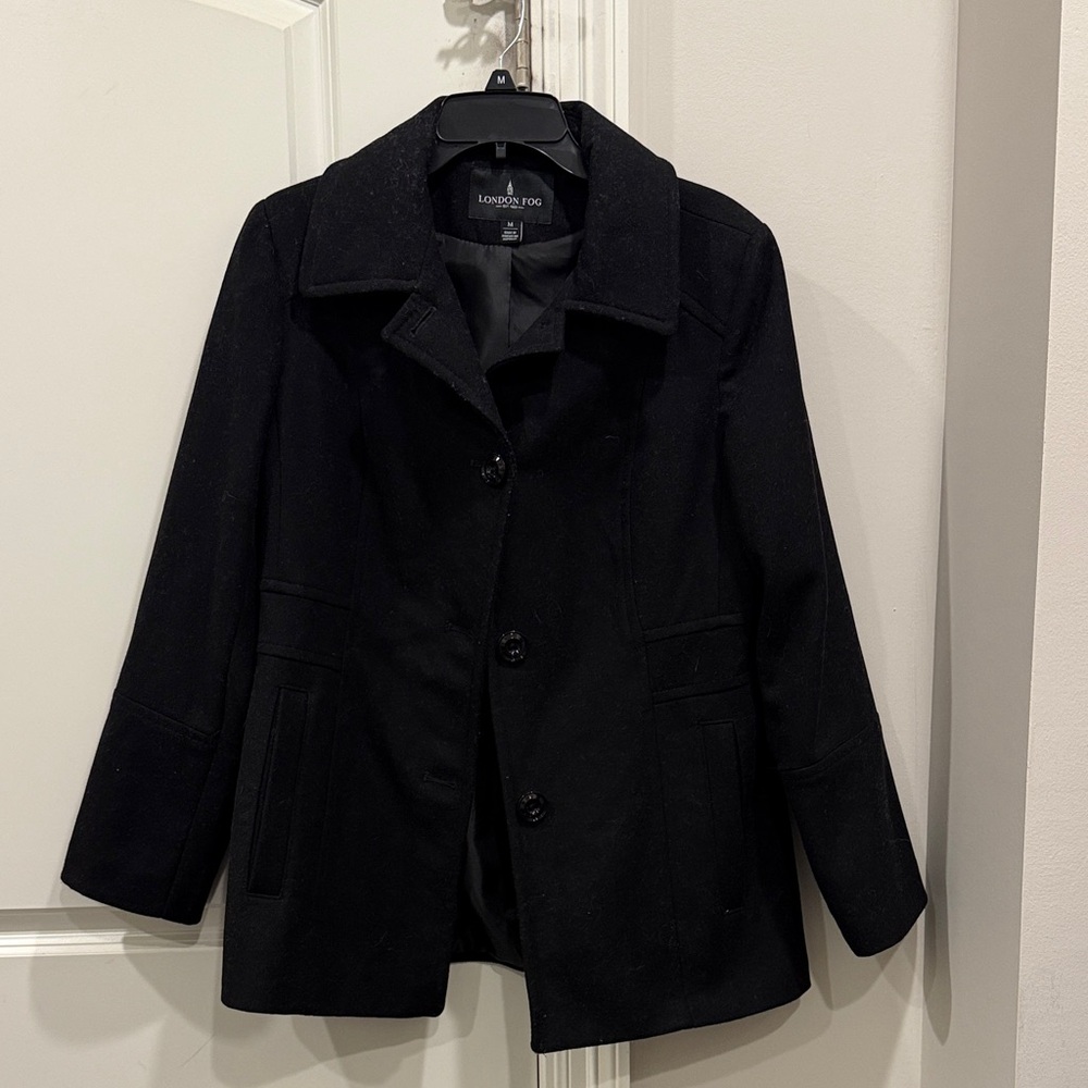 London Fog Women's Black Pea Coat